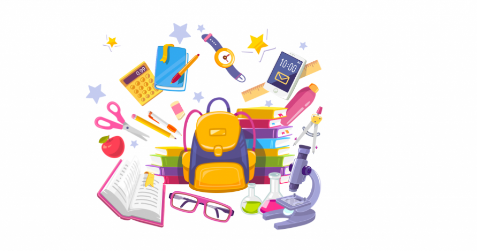 Schulmaterial Mittelschule Clipart